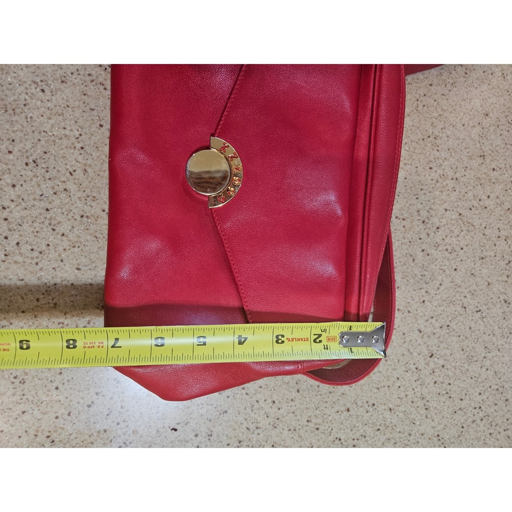 Vintage Paloma Picasso Red Leather Crossbody Bag Gold Hardware Made in Italy - Picture 8 of 10